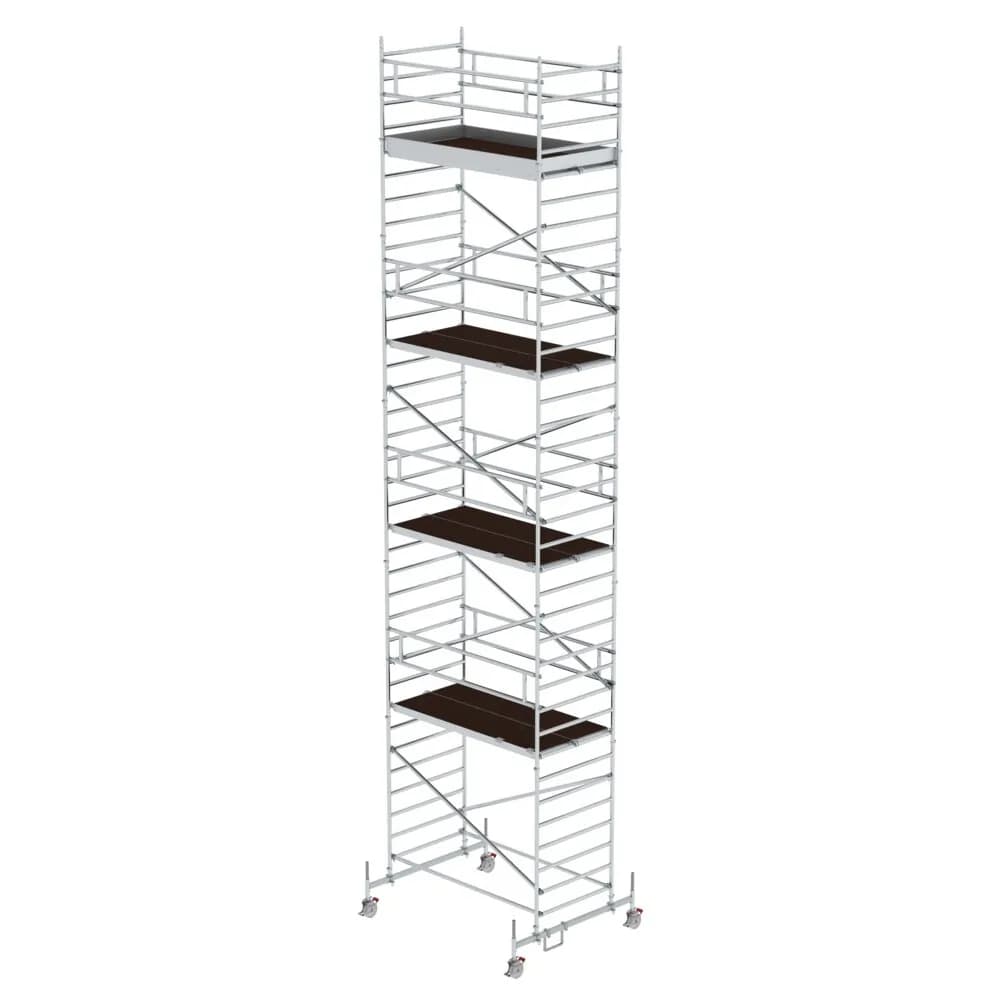 MUNK - Rollgerüst 1,35 x 2,45 m mit Fahrbalken & Doppel-Plattform Plattformhöhe 9,70 m