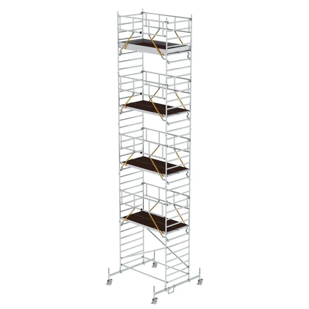 MUNK - Rollgerüst SG 1,35 x 2,45 m mit Fahrbalken & Doppel-Plattform Plattformhöhe 9,70