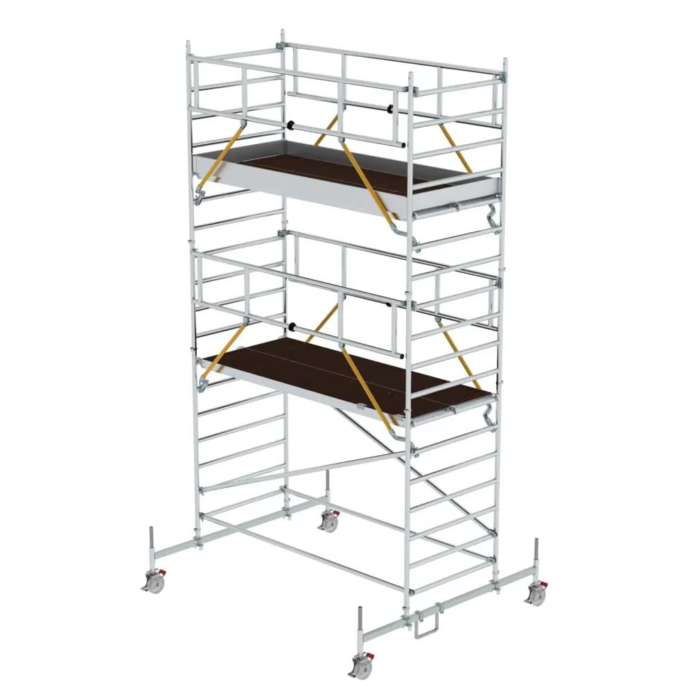 MUNK - Rollgerüst SG 1,35 x 3,0 m mit Fahrbalken et Doppel-Plattform Plattformhöhe 4,66
