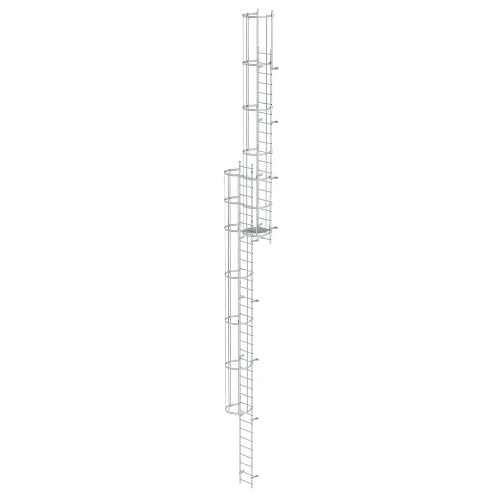 MUNK - Mehrzügige Steigleiter mit Rückenschutz (Bau) Aluminium blank 14,64m