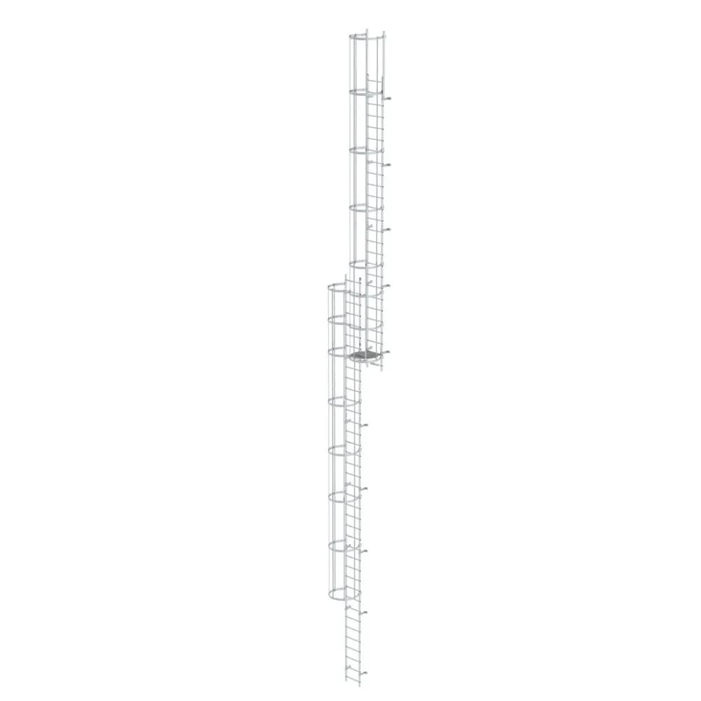 MUNK - Mehrzügige Steigleiter mit Rückenschutz (Bau) Aluminium blank 17,16m