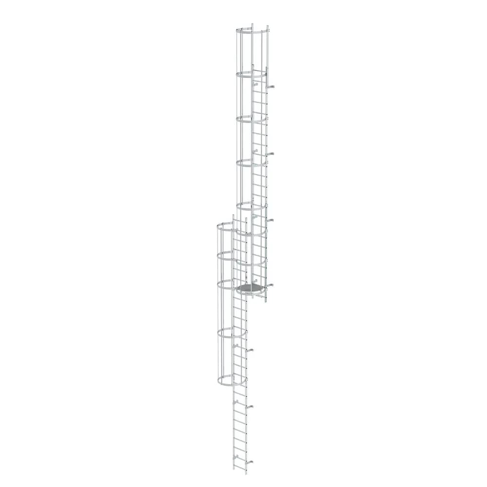 MUNK - Mehrzügige Steigleiter mit Rückenschutz (Notleiter) Aluminium blank 12,96m