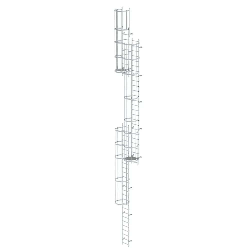 MUNK - Mehrzügige Steigleiter mit Rückenschutz (Notleiter) Aluminium blank 14,36m