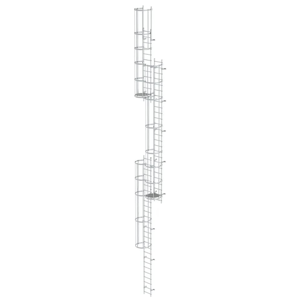 MUNK - Mehrzügige Steigleiter mit Rückenschutz (Notleiter) Aluminium blank 15,20m