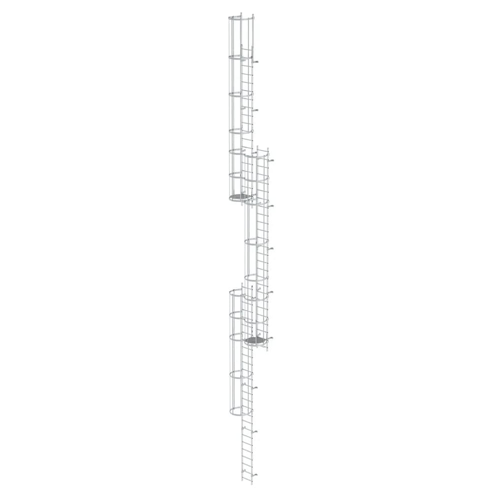 MUNK - Mehrzügige Steigleiter mit Rückenschutz (Notleiter) Aluminium blank 17,16m