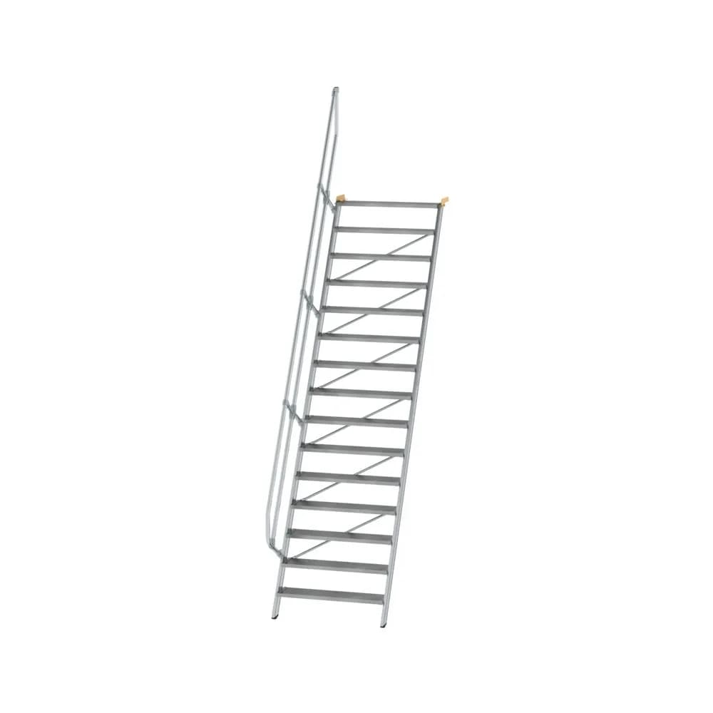 MUNK - Treppe 60° Stufenbreite 1000 mm 15 Stufen Aluminium geriffelt