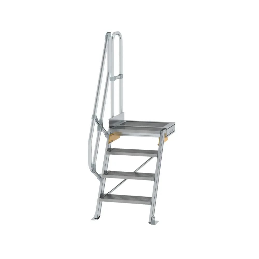 MUNK - Treppe mit Plattform 60° Stufenbreite 600 mm 4 Stufen Aluminium geriffelt