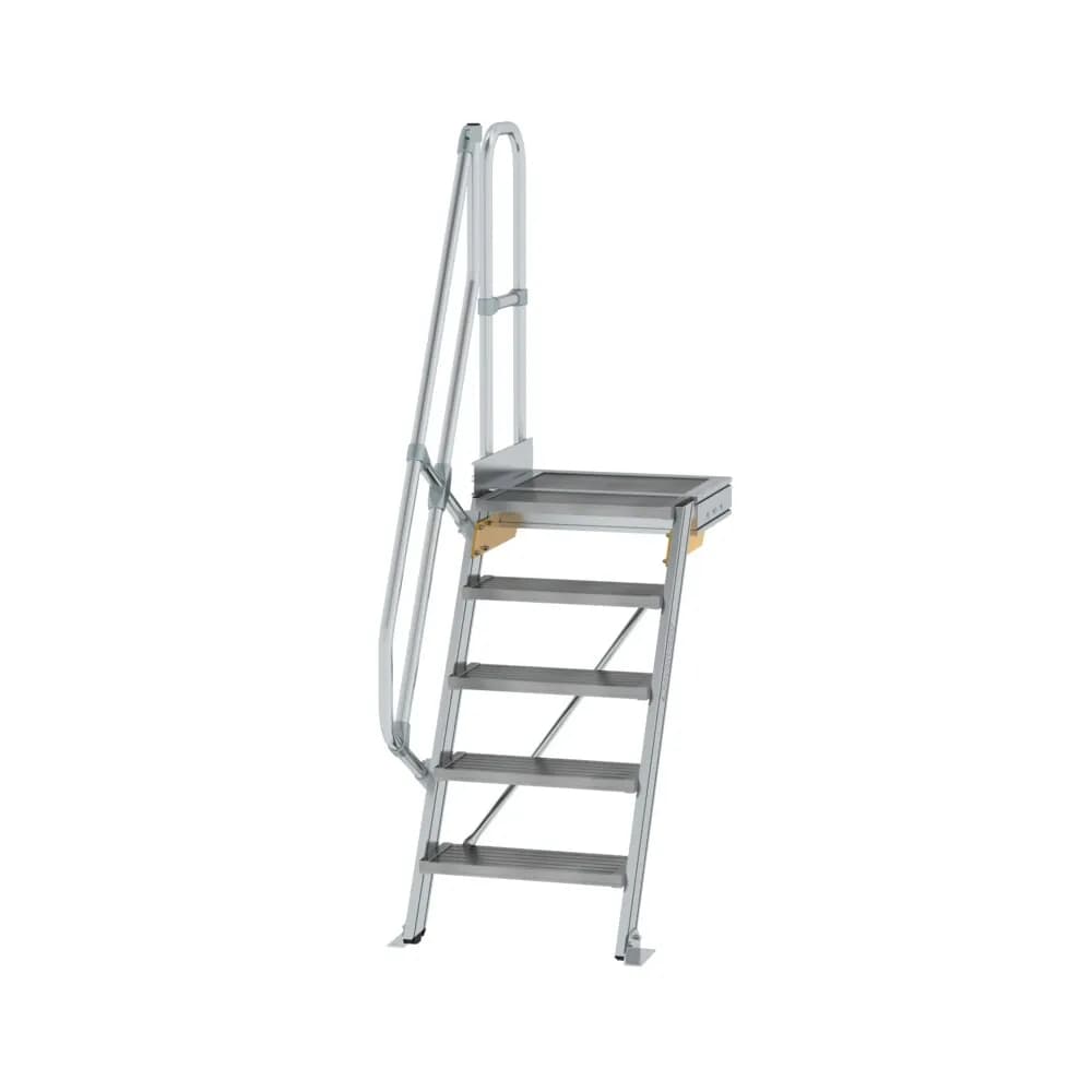 MUNK - Treppe mit Plattform 60° Stufenbreite 600 mm 5 Stufen Aluminium geriffelt