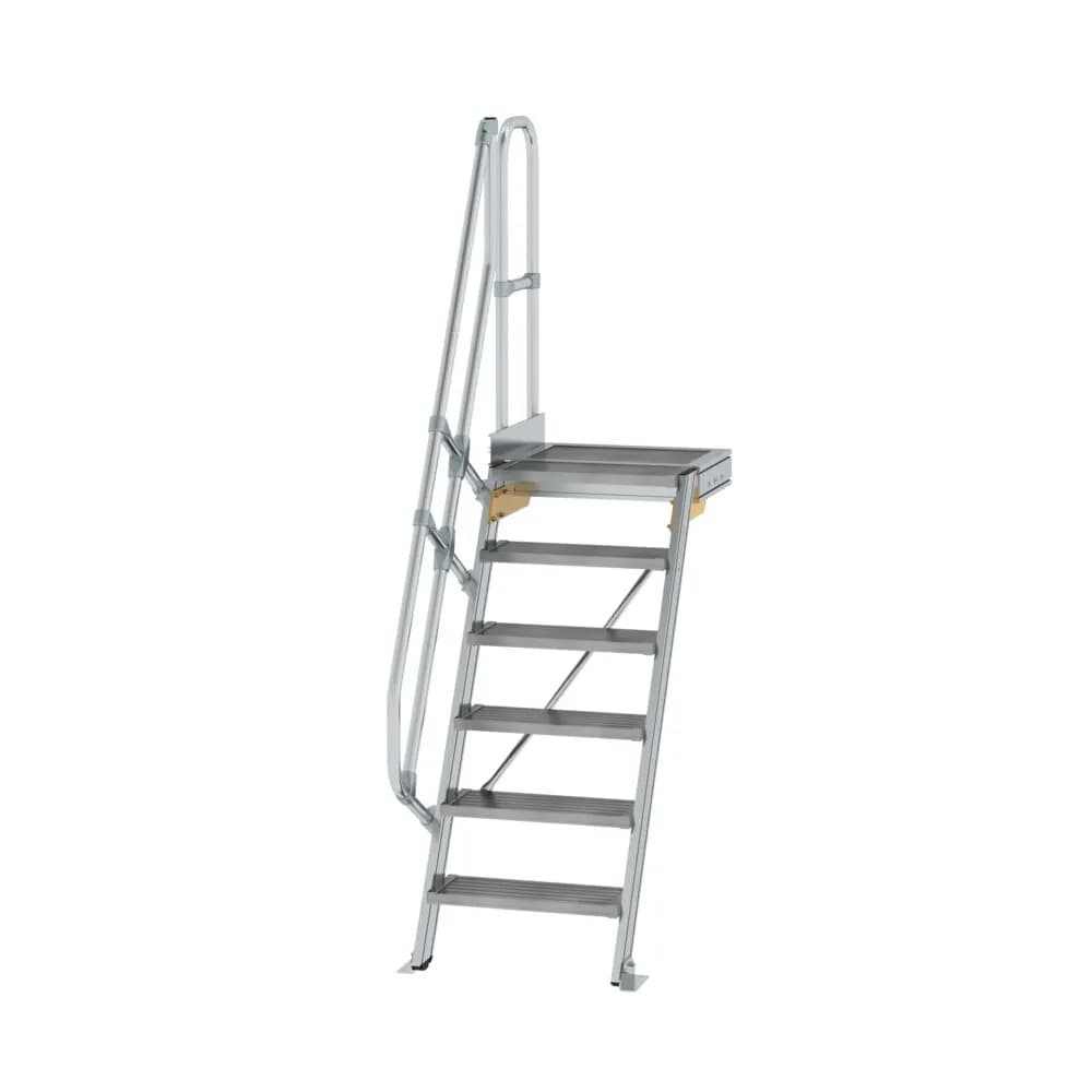 MUNK - Treppe mit Plattform 60° Stufenbreite 600 mm 6 Stufen Aluminium geriffelt