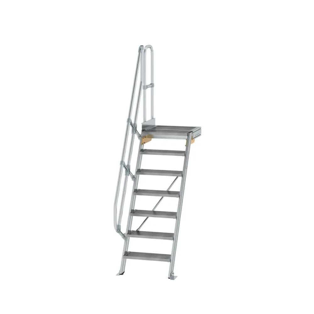 MUNK - Treppe mit Plattform 60° Stufenbreite 600 mm 7 Stufen Aluminium geriffelt
