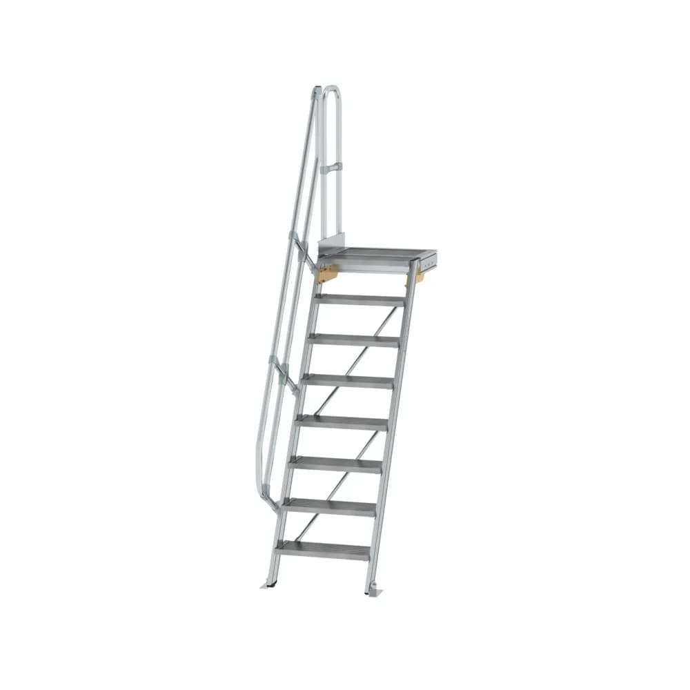 MUNK - Treppe mit Plattform 60° Stufenbreite 600 mm 8 Stufen Aluminium geriffelt
