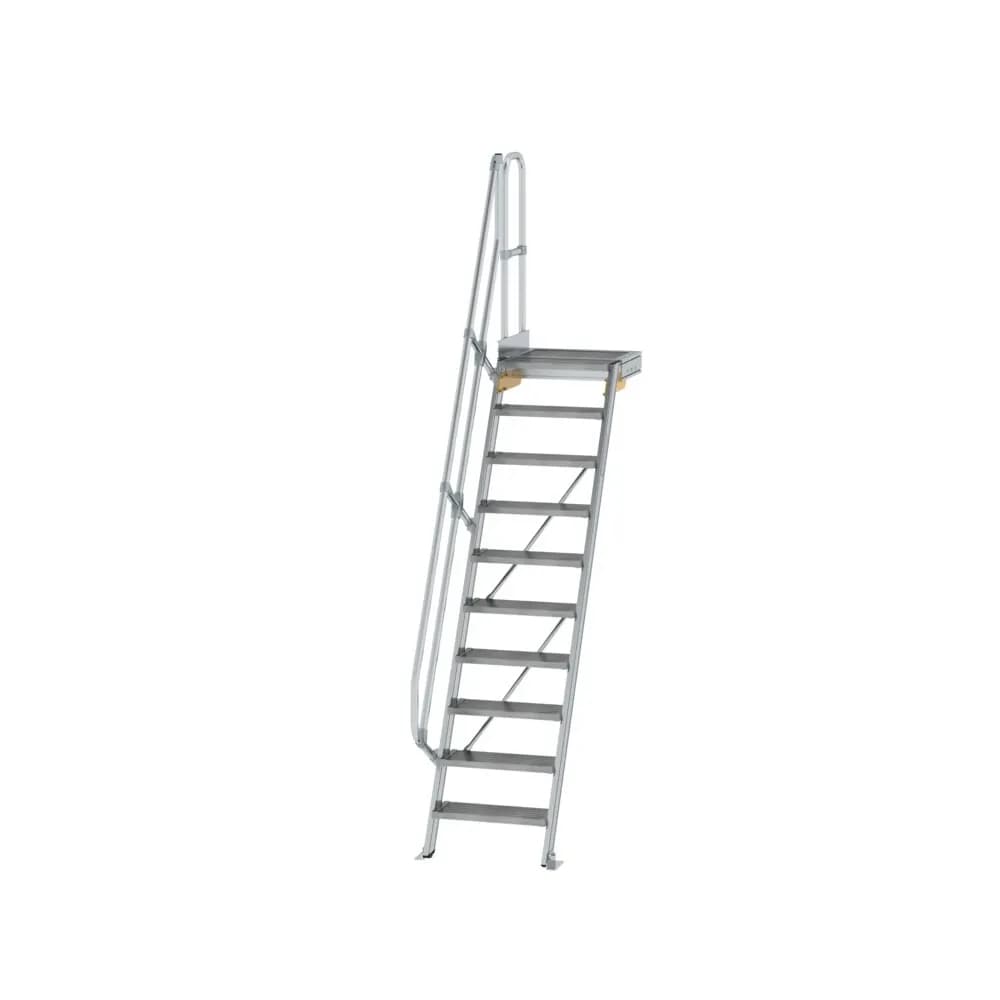 MUNK - Treppe mit Plattform 60° Stufenbreite 600 mm 10 Stufen Aluminium geriffelt