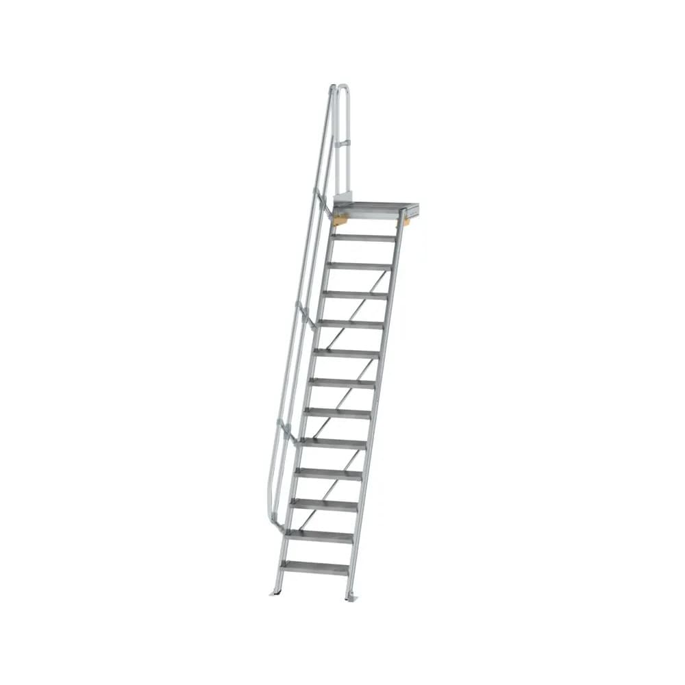 MUNK - Treppe mit Plattform 60° Stufenbreite 600 mm 13 Stufen Aluminium geriffelt