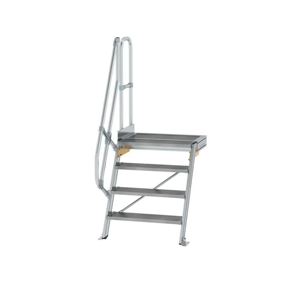MUNK - Treppe mit Plattform 60° Stufenbreite 800 mm 4 Stufen Aluminium geriffelt