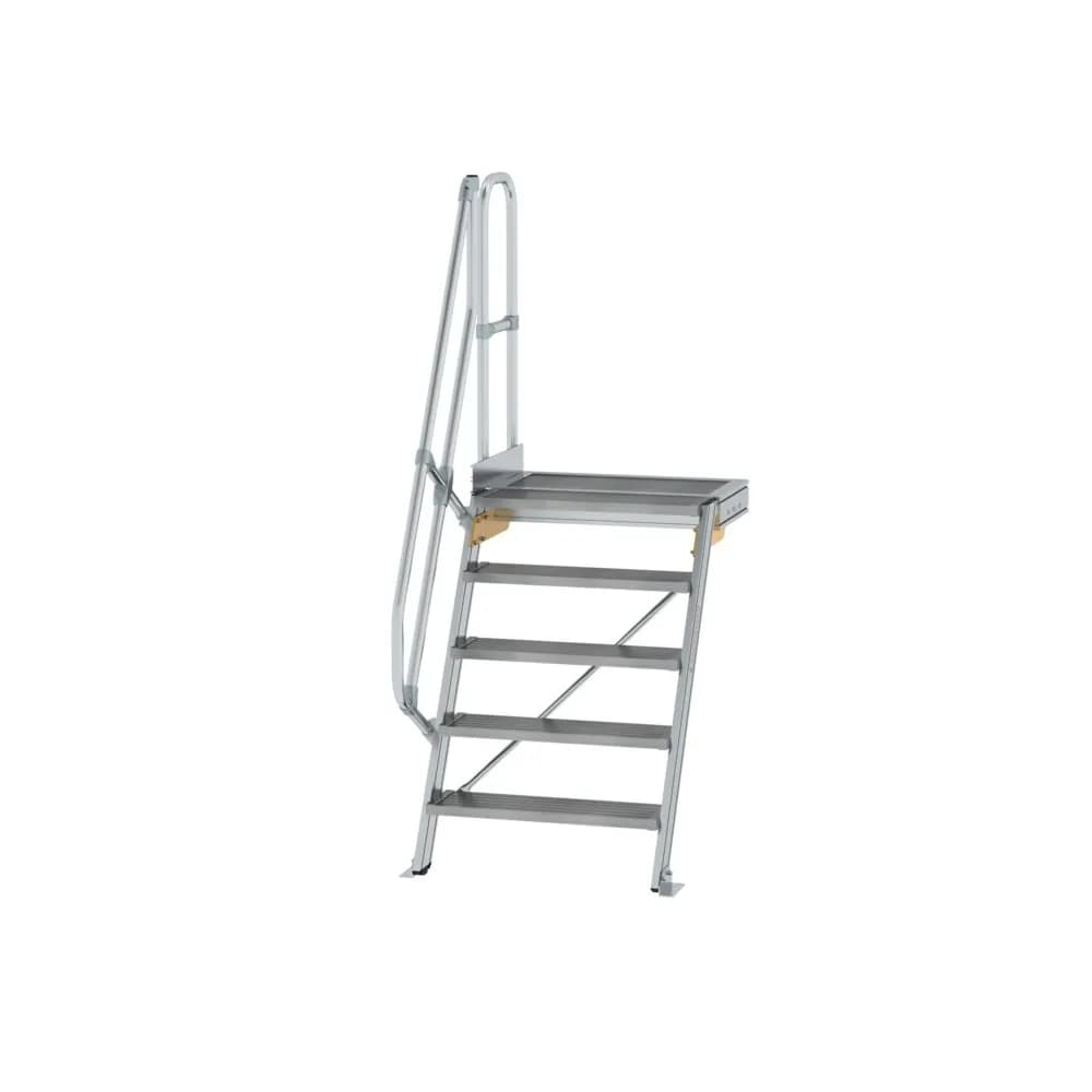 MUNK - Treppe mit Plattform 60° Stufenbreite 800 mm 5 Stufen Aluminium geriffelt