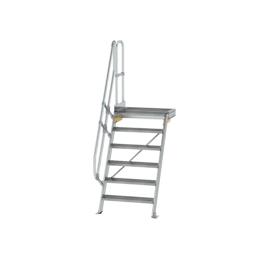 MUNK - Treppe mit Plattform 60° Stufenbreite 800 mm 6 Stufen Aluminium geriffelt