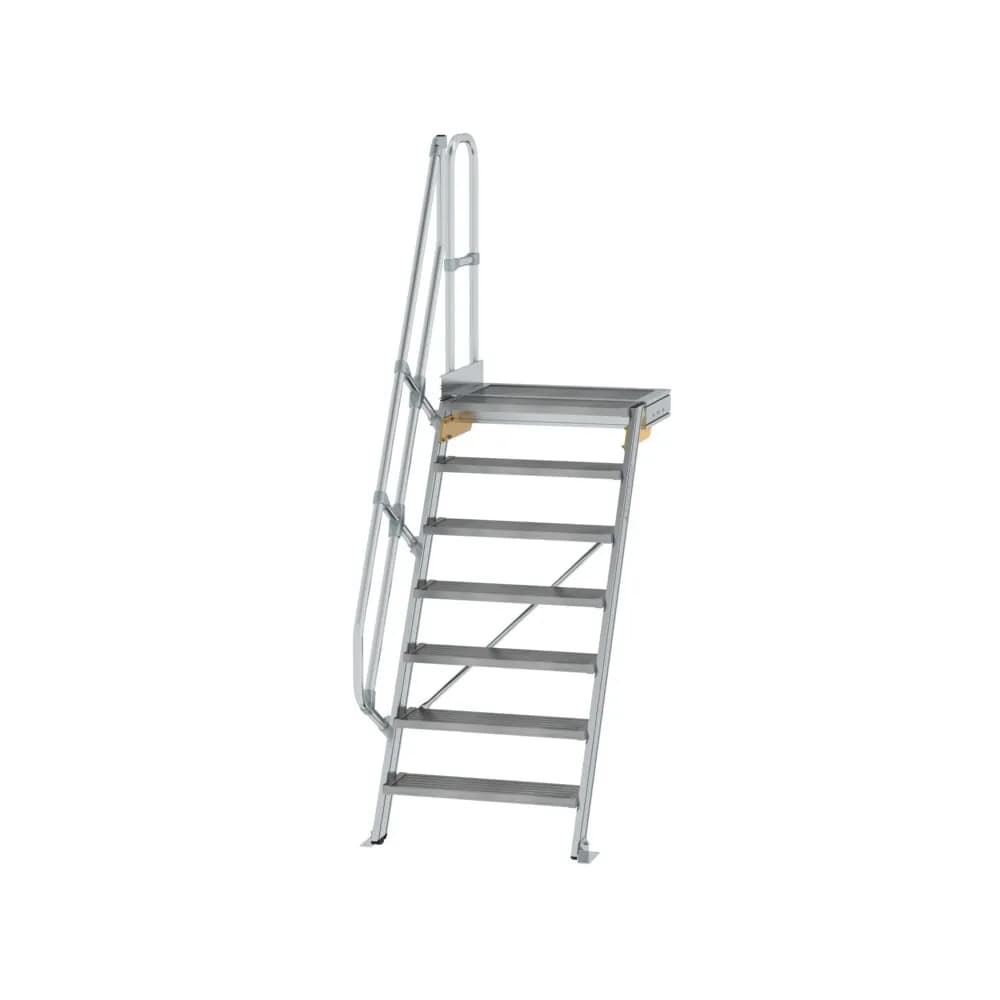 MUNK - Treppe mit Plattform 60° Stufenbreite 800 mm 7 Stufen Aluminium geriffelt