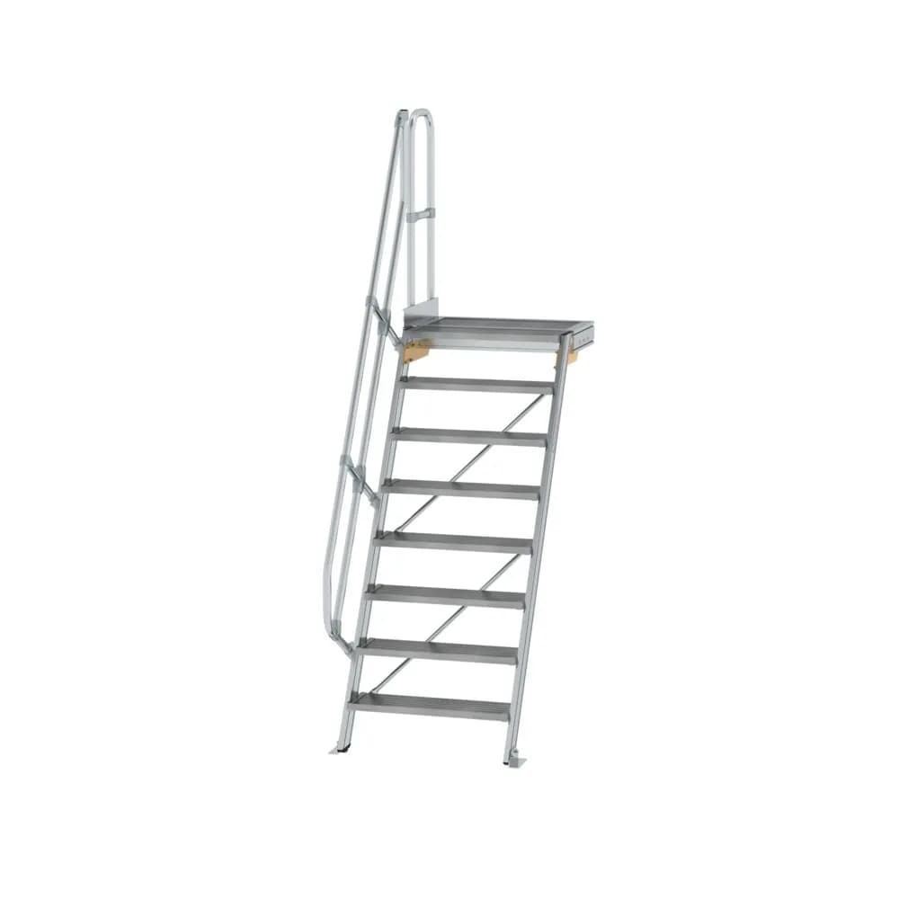 MUNK - Treppe mit Plattform 60° Stufenbreite 800 mm 8 Stufen Aluminium geriffelt