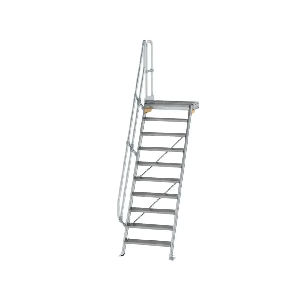 MUNK - Treppe mit Plattform 60° Stufenbreite 800 mm 10 Stufen Aluminium geriffelt
