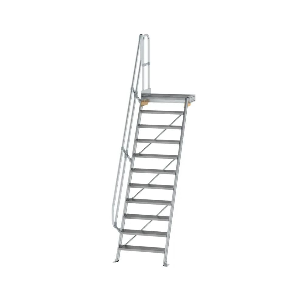 MUNK - Treppe mit Plattform 60° Stufenbreite 800 mm 11 Stufen Aluminium geriffelt