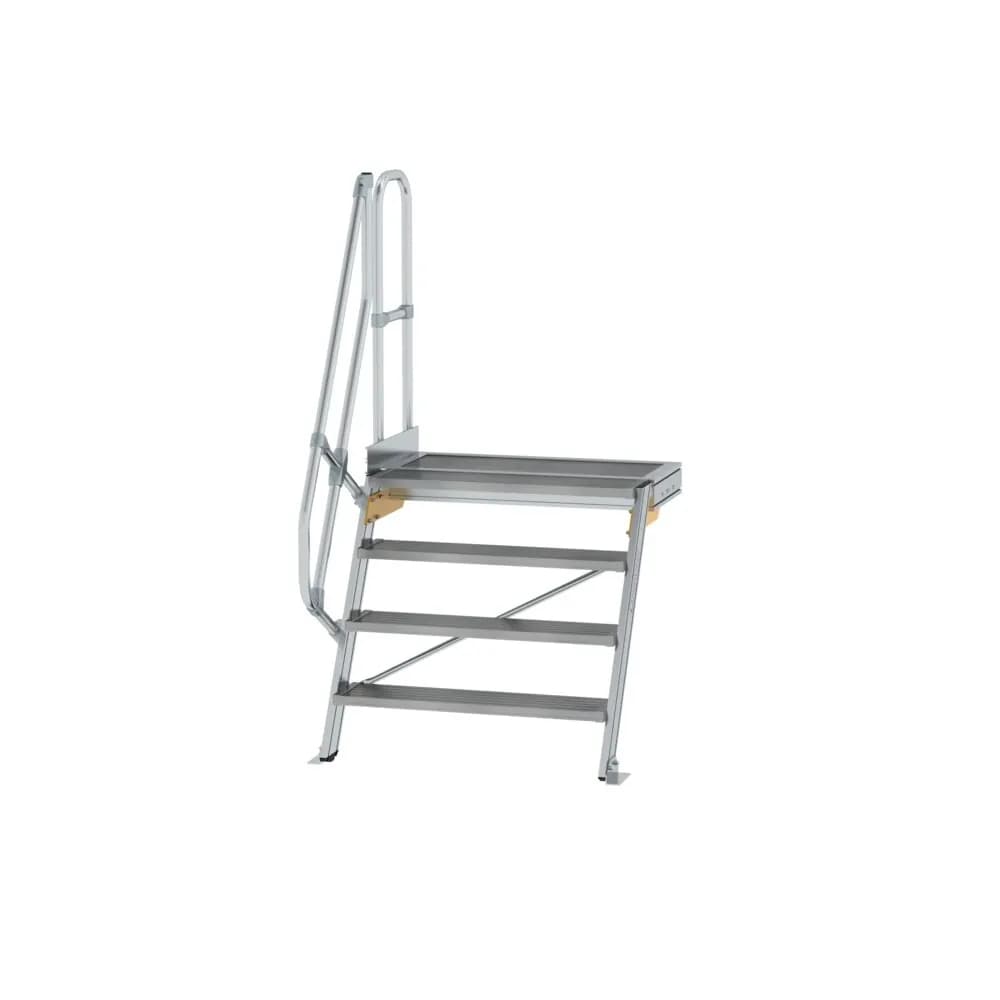 MUNK - Treppe mit Plattform 60° Stufenbreite 1000 mm 4 Stufen Aluminium geriffelt