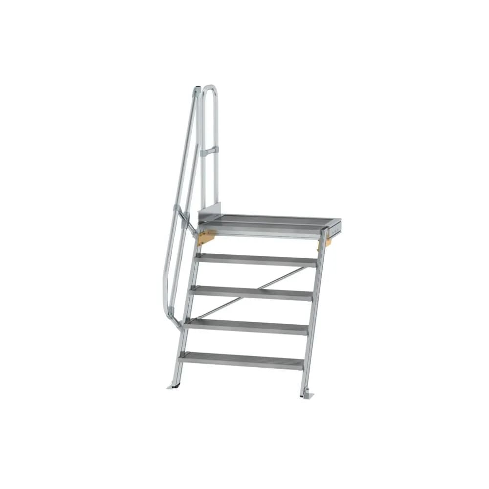 MUNK - Treppe mit Plattform 60° Stufenbreite 1000 mm 5 Stufen Aluminium geriffelt
