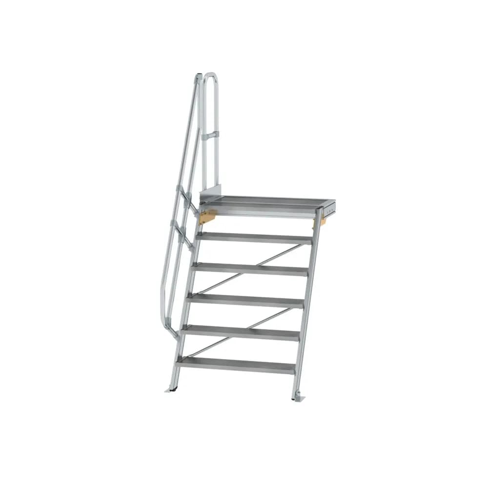MUNK - Treppe mit Plattform 60° Stufenbreite 1000 mm 6 Stufen Aluminium geriffelt