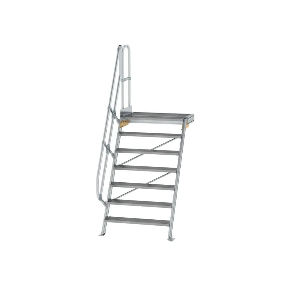 MUNK - Treppe mit Plattform 60° Stufenbreite 1000 mm 7 Stufen Aluminium geriffelt