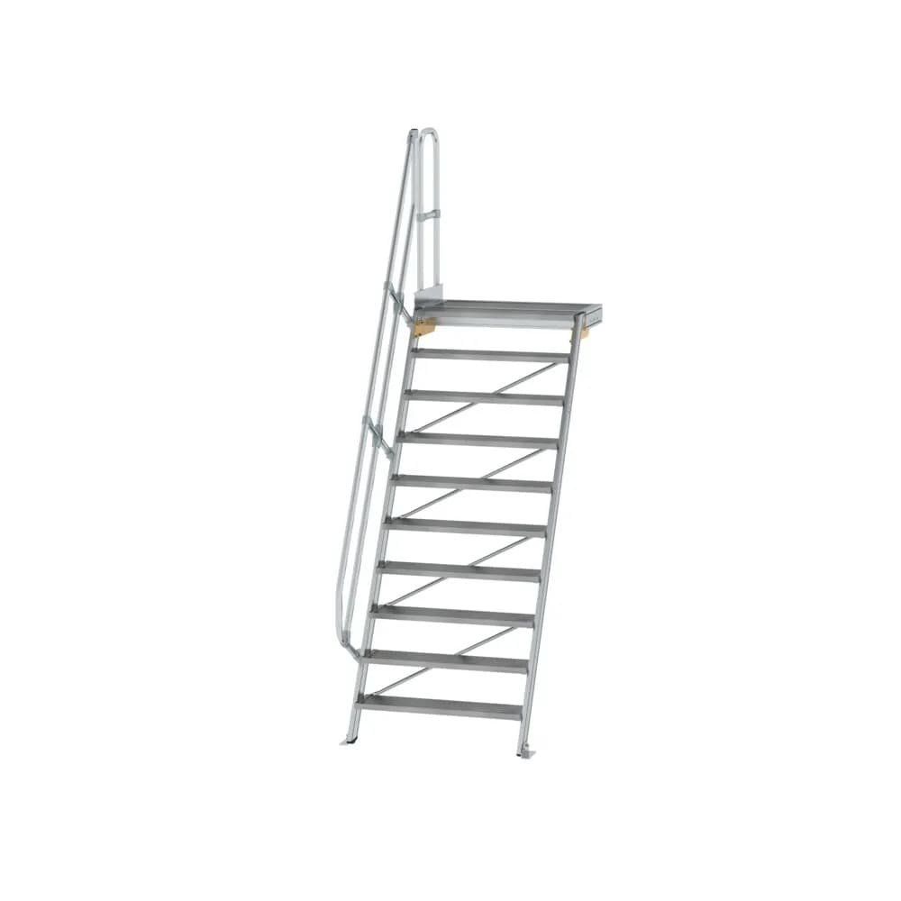 MUNK - Treppe mit Plattform 60° Stufenbreite 1000 mm 10 Stufen Aluminium geriffelt