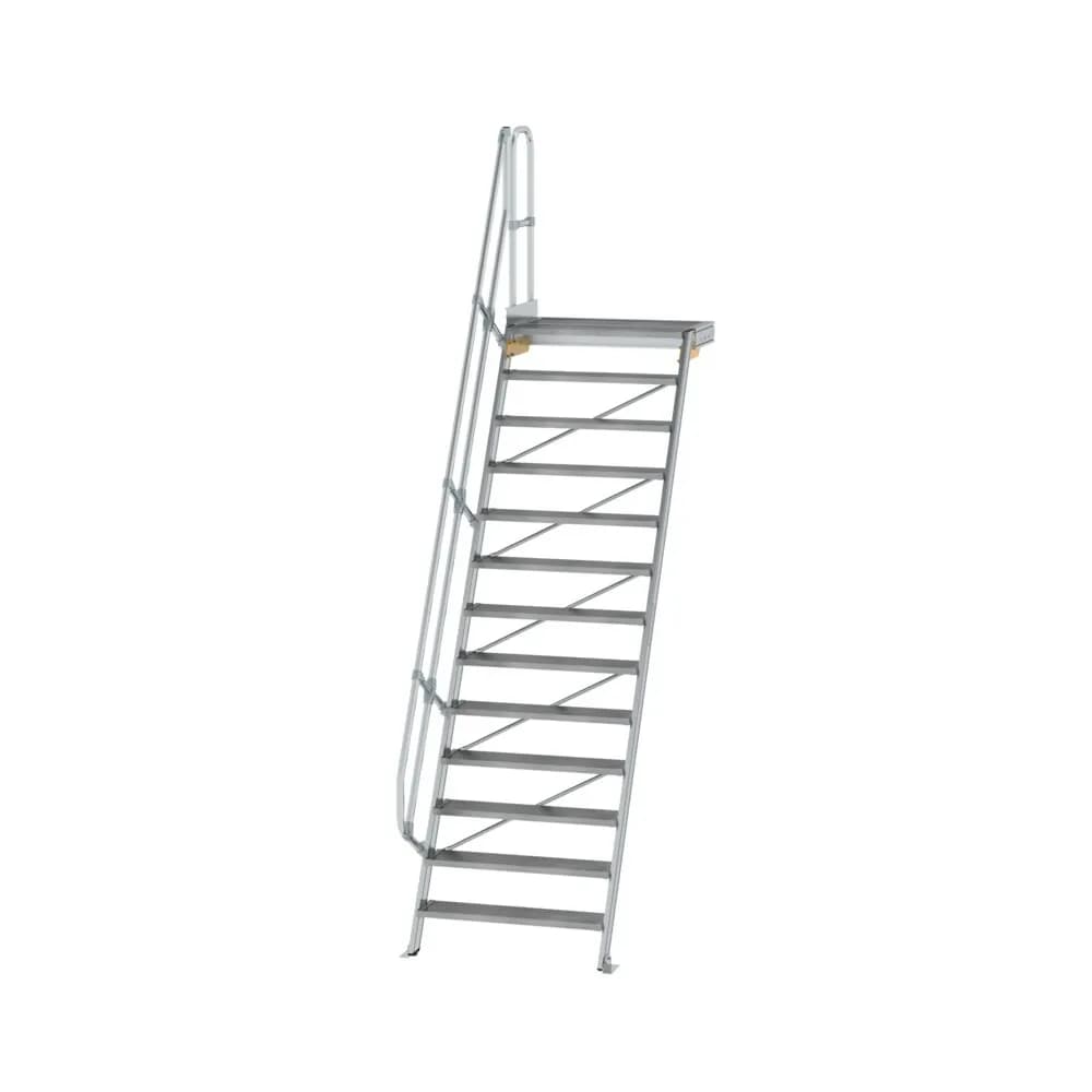 MUNK - Treppe mit Plattform 60° Stufenbreite 1000 mm 13 Stufen Aluminium geriffelt