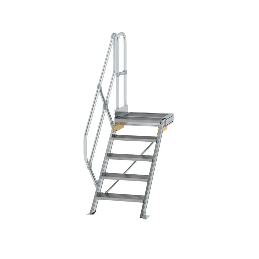 MUNK - Treppe mit Plattform 45° Stufenbreite 600 mm 5 Stufen Aluminium geriffelt
