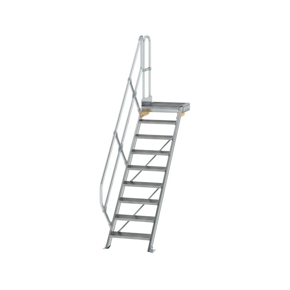 MUNK - Treppe mit Plattform 45° Stufenbreite 600 mm 9 Stufen Aluminium geriffelt