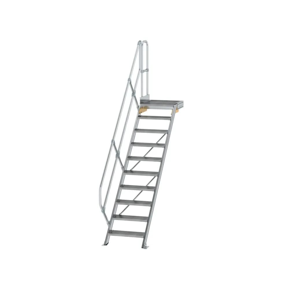 MUNK - Treppe mit Plattform 45° Stufenbreite 600 mm 10 Stufen Aluminium geriffelt