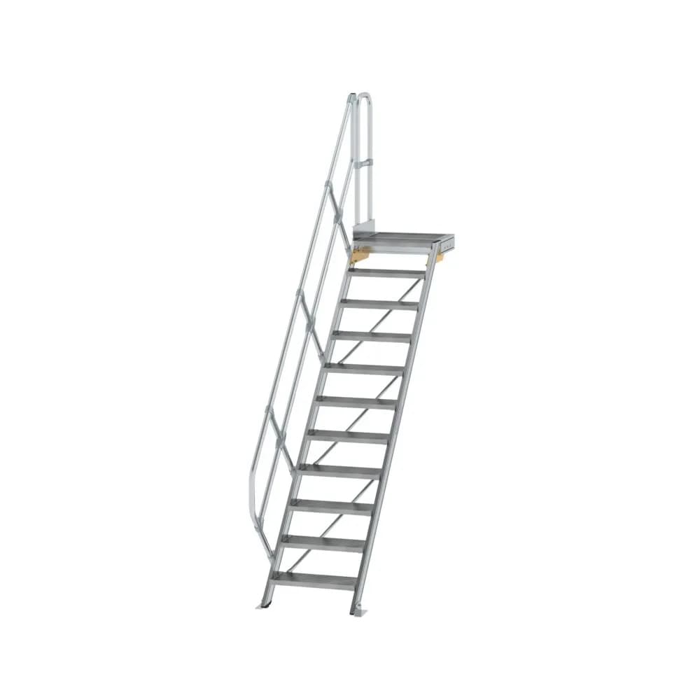 MUNK - Treppe mit Plattform 45° Stufenbreite 600 mm 11 Stufen Aluminium geriffelt