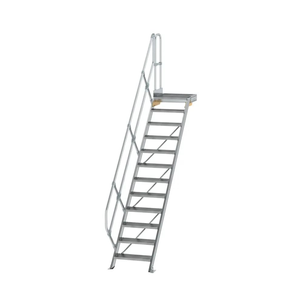 MUNK - Treppe mit Plattform 45° Stufenbreite 600 mm 12 Stufen Aluminium geriffelt