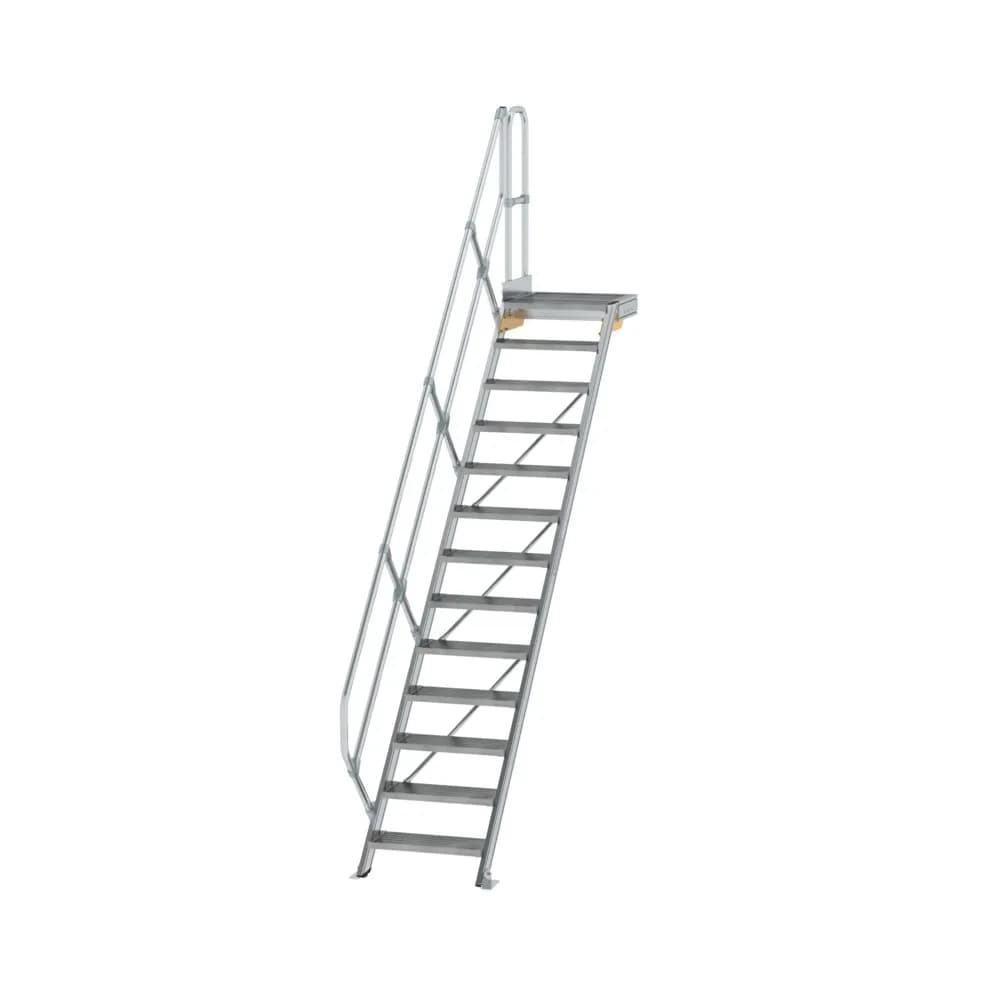 MUNK - Treppe mit Plattform 45° Stufenbreite 600 mm 13 Stufen Aluminium geriffelt