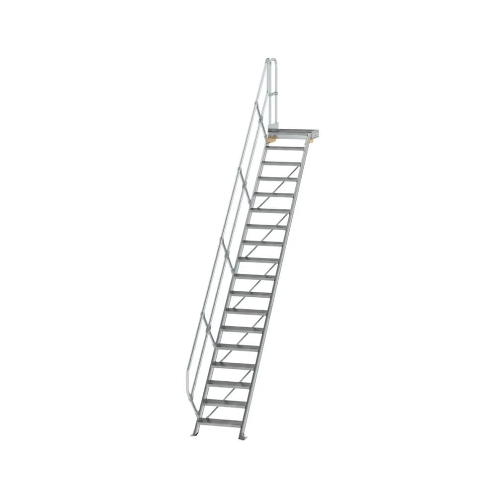 MUNK - Treppe mit Plattform 45° Stufenbreite 600 mm 17 Stufen Aluminium geriffelt