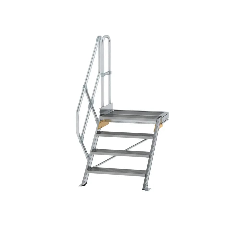 MUNK - Treppe mit Plattform 45° Stufenbreite 800 mm 4 Stufen Aluminium geriffelt