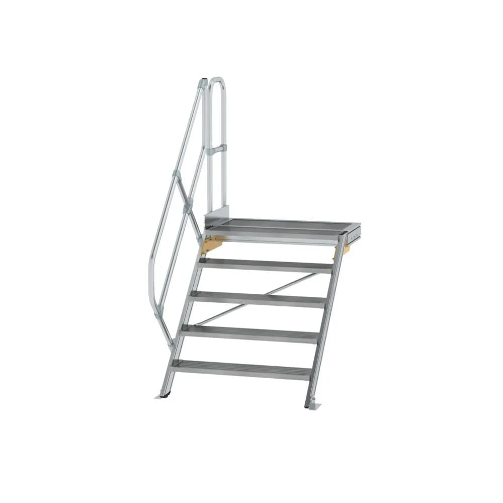 MUNK - Treppe mit Plattform 45° Stufenbreite 1000 mm 5 Stufen Aluminium geriffelt
