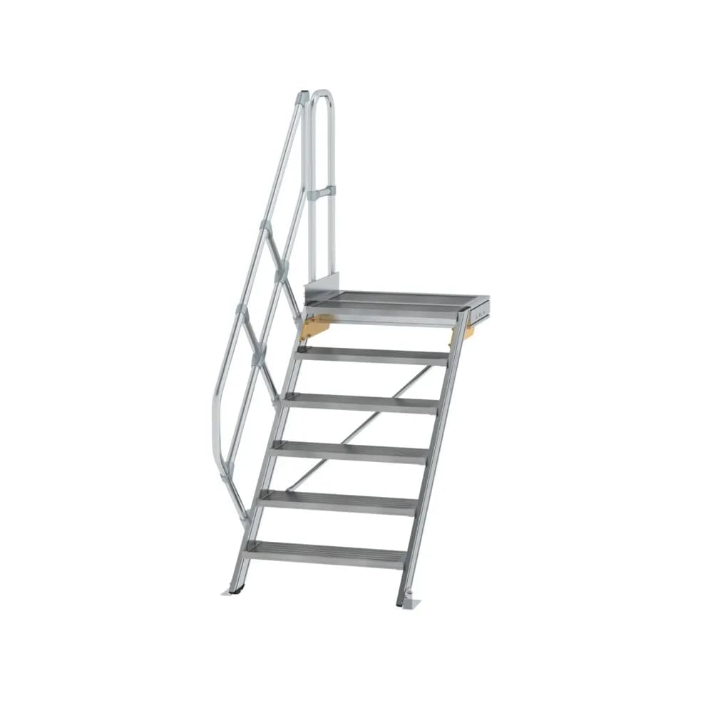 MUNK - Treppe mit Plattform 45° Stufenbreite 800 mm 6 Stufen Aluminium geriffelt