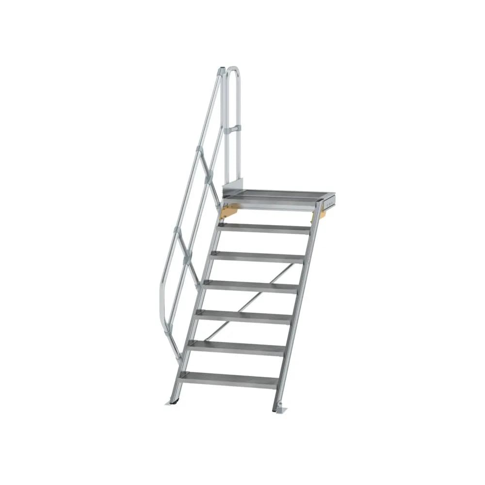 MUNK - Treppe mit Plattform 45° Stufenbreite 800 mm 7 Stufen Aluminium geriffelt