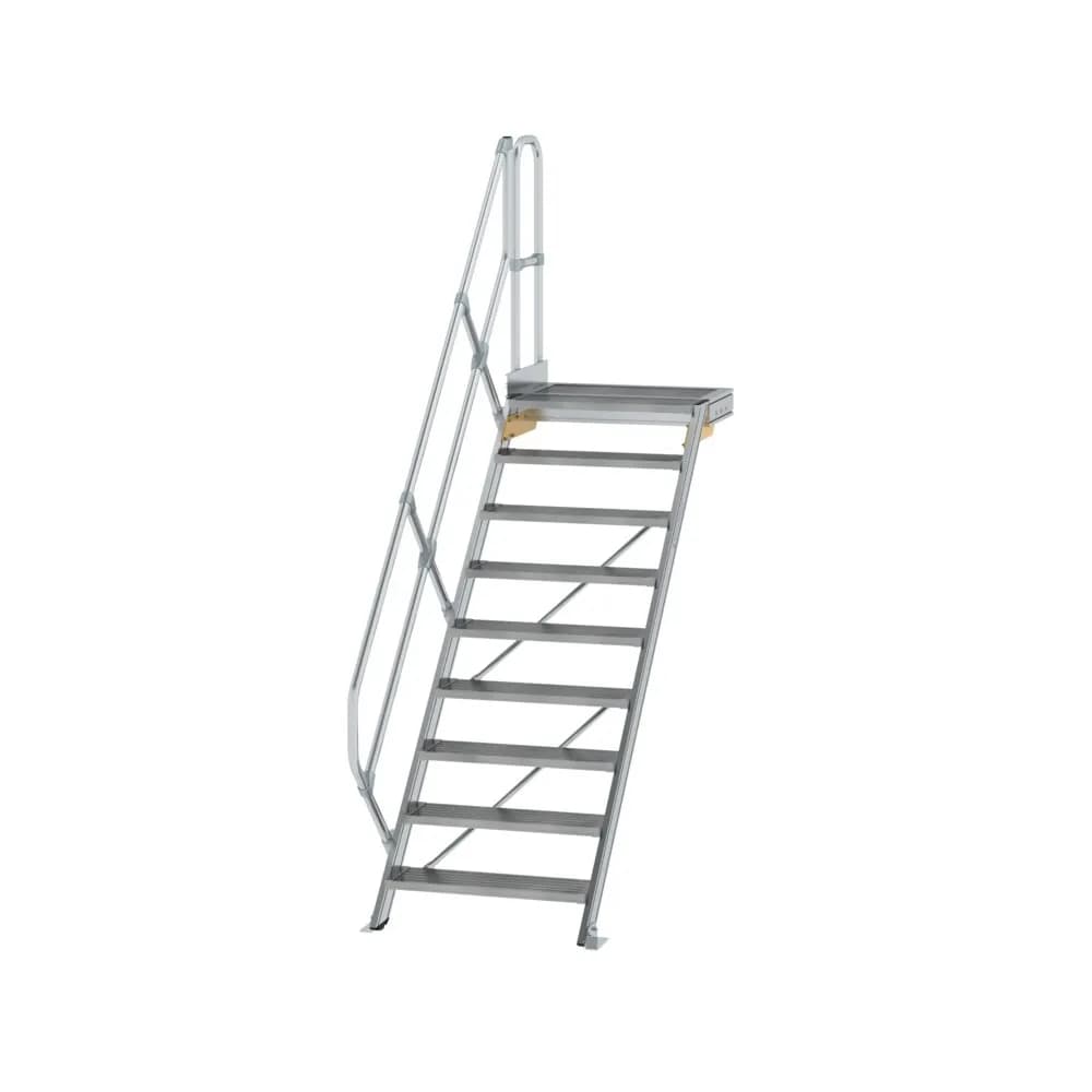 MUNK - Treppe mit Plattform 45° Stufenbreite 800 mm 9 Stufen Aluminium geriffelt