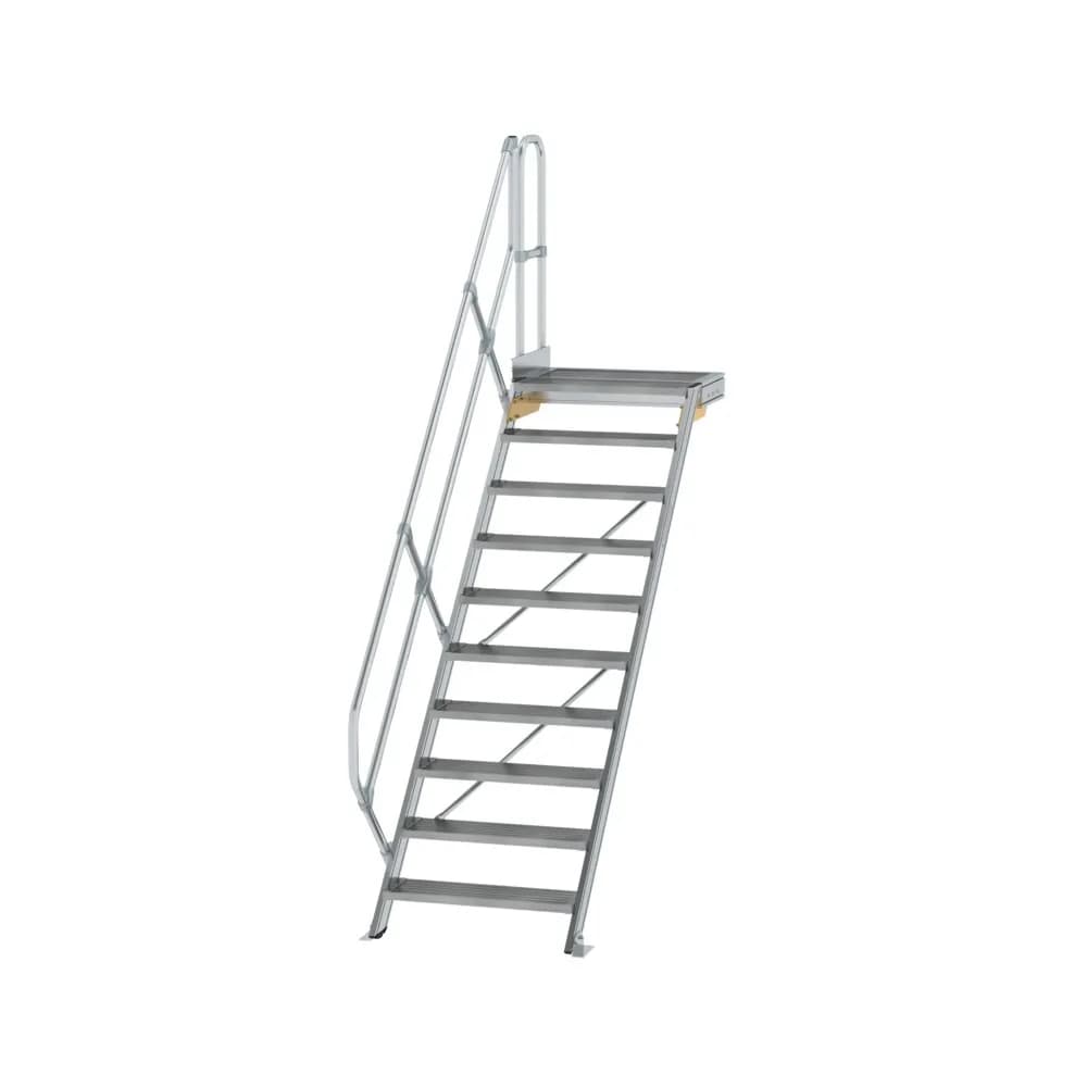 MUNK - Treppe mit Plattform 45° Stufenbreite 800 mm 10 Stufen Aluminium geriffelt
