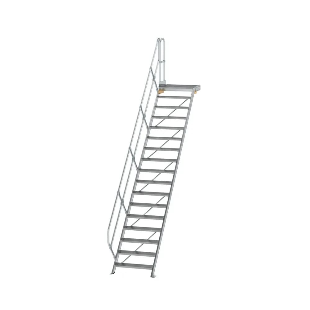 MUNK - Treppe mit Plattform 45° Stufenbreite 800 mm 17 Stufen Aluminium geriffelt
