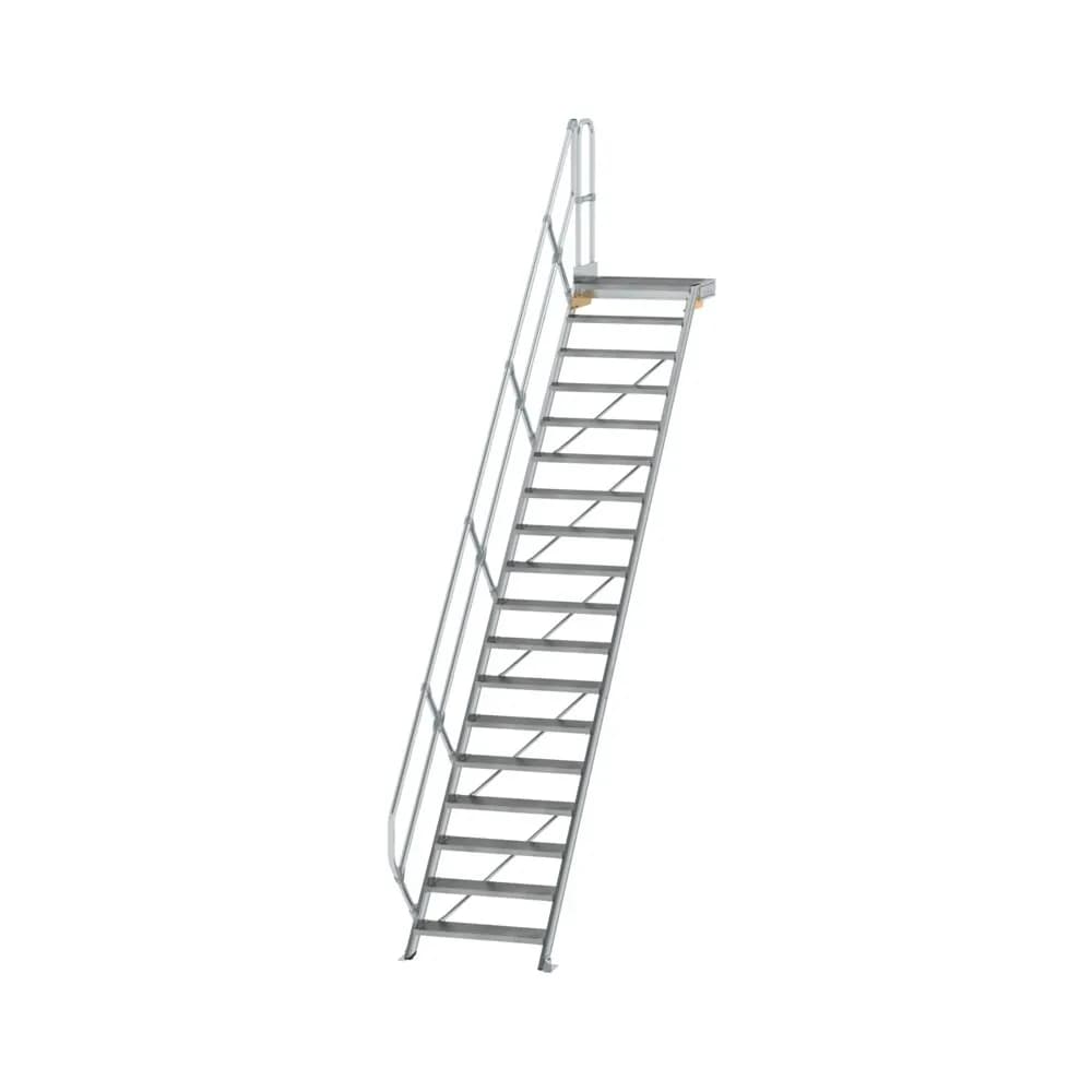 MUNK - Treppe mit Plattform 45° Stufenbreite 800 mm 18 Stufen Aluminium geriffelt