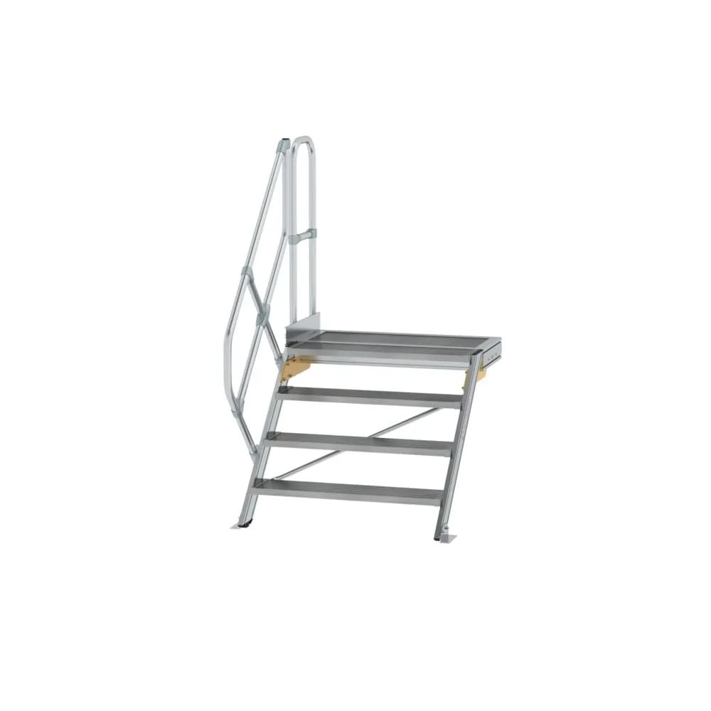 MUNK - Treppe mit Plattform 45° Stufenbreite 1000 mm 4 Stufen Aluminium geriffelt