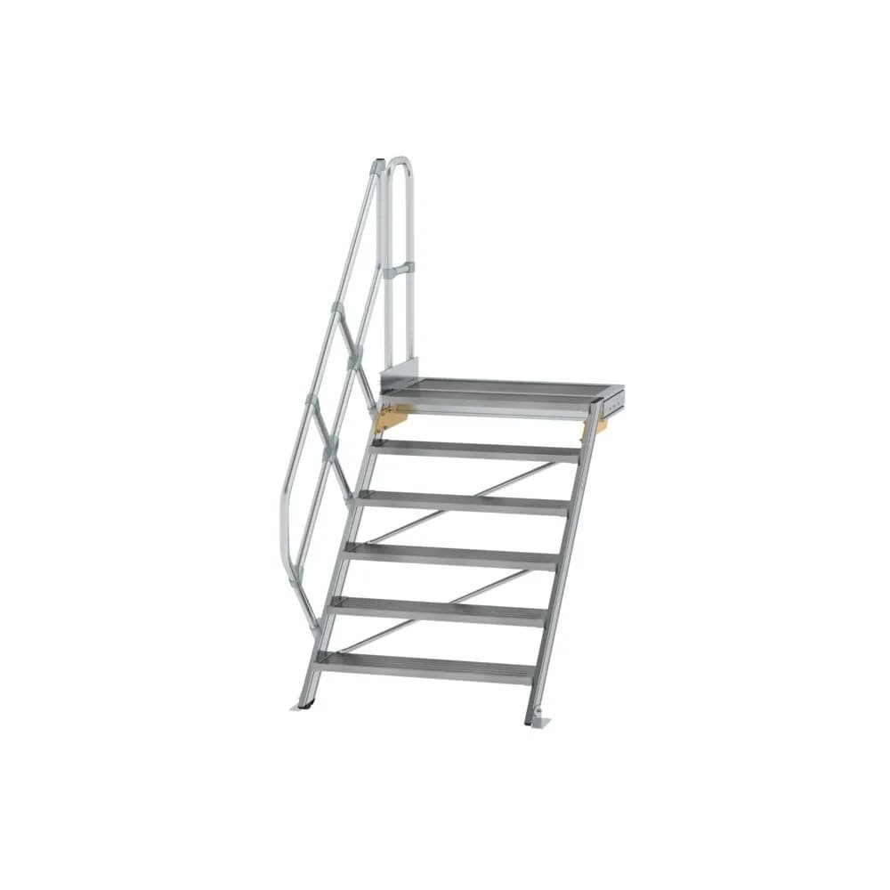 MUNK - Treppe mit Plattform 45° Stufenbreite 1000 mm 6 Stufen Aluminium geriffelt