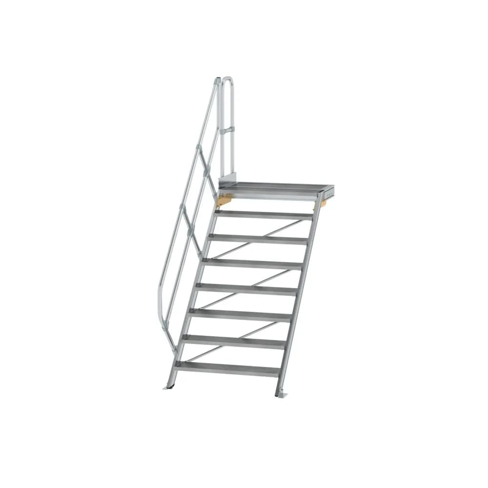 MUNK - Treppe mit Plattform 45° Stufenbreite 1000 mm 8 Stufen Aluminium geriffelt