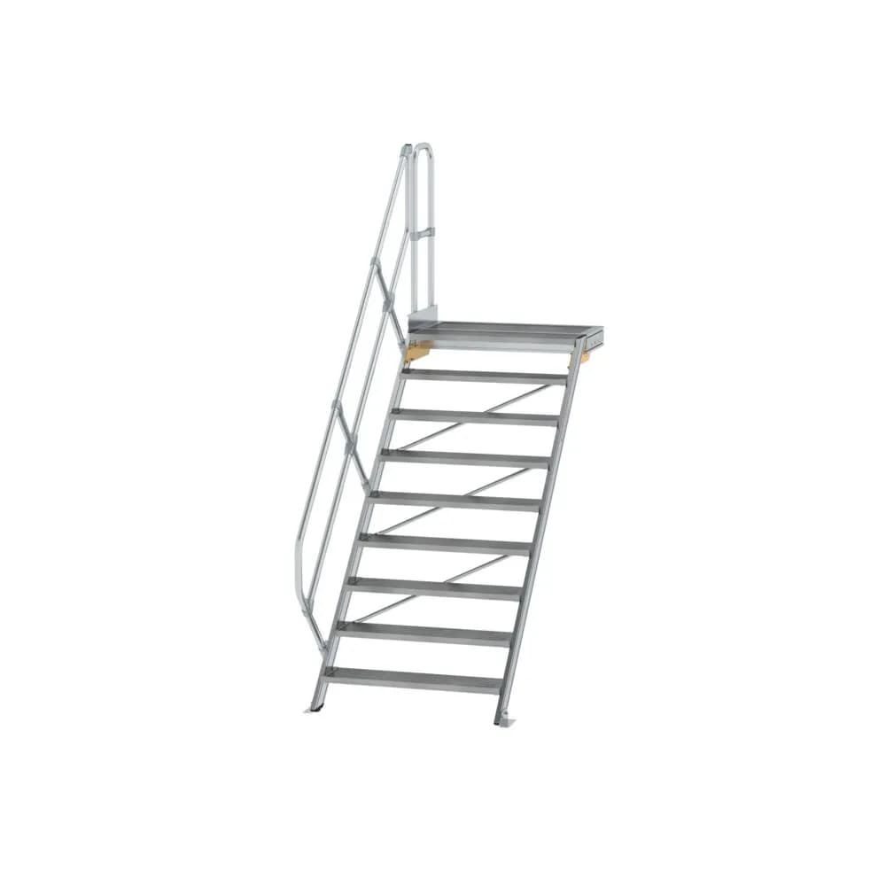 MUNK - Treppe mit Plattform 45° Stufenbreite 1000 mm 9 Stufen Aluminium geriffelt