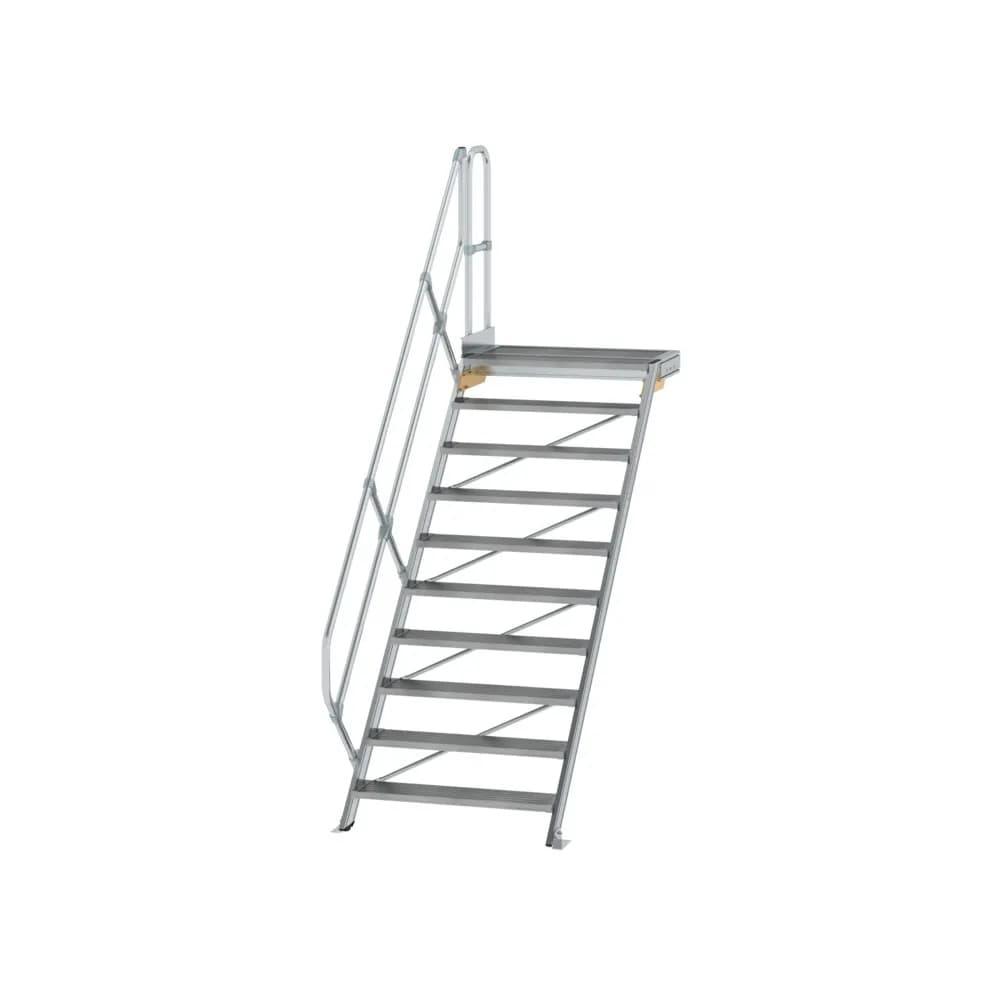 MUNK - Treppe mit Plattform 45° Stufenbreite 1000 mm 10 Stufen Aluminium geriffelt